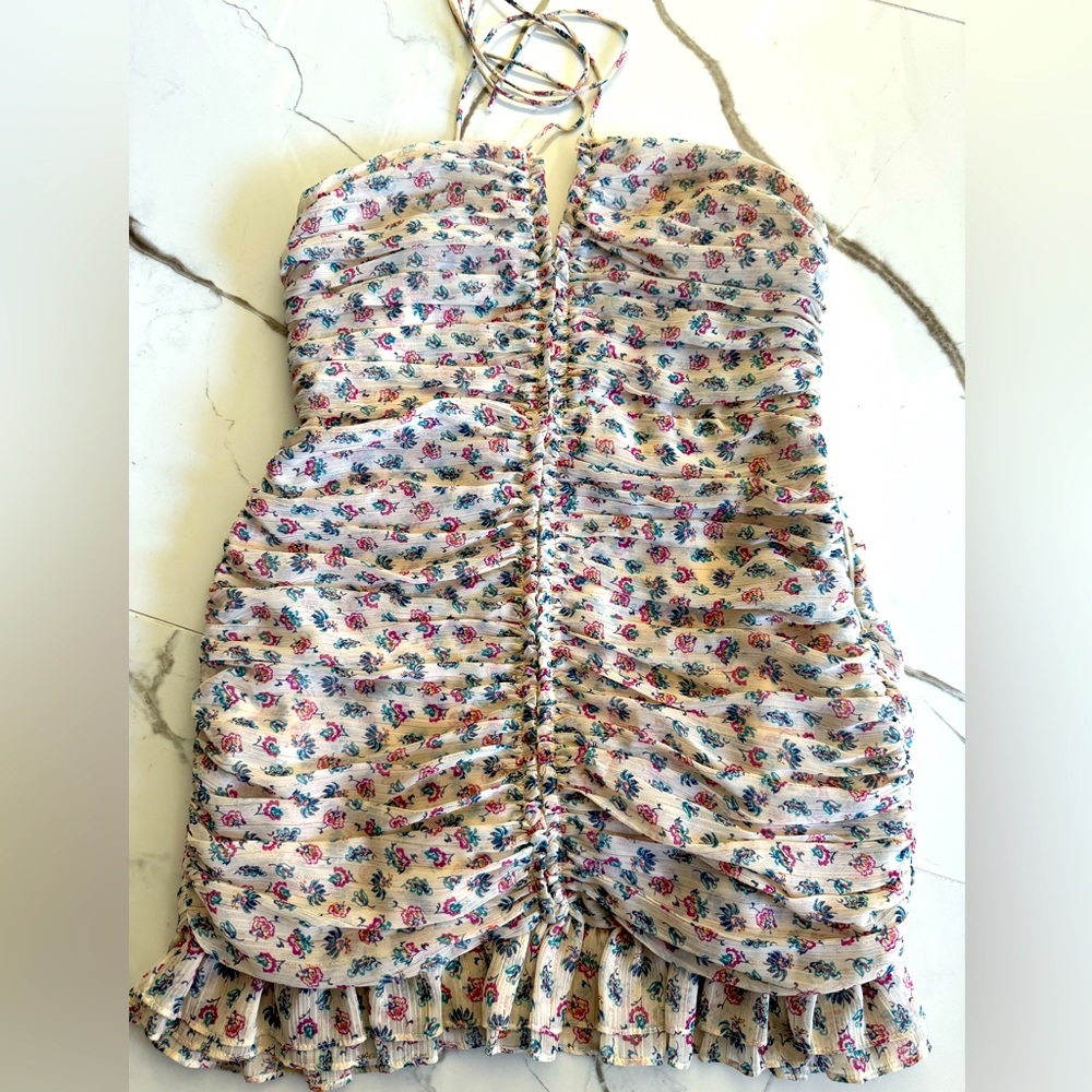 Zara strapless bralette top mini dress floral Size S